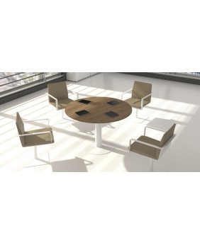 Mesa reuniones circular con pata metálica