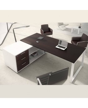 Mesa de oficina Opop acabado aspecto madera con mueble ala