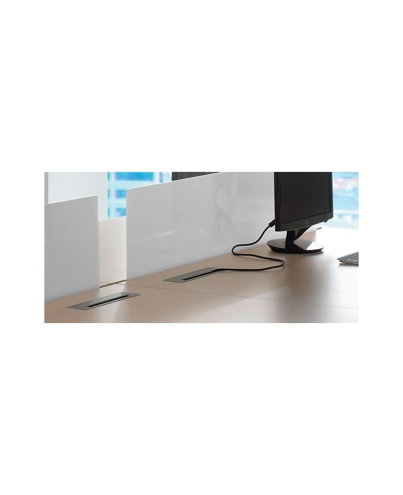 Pasacables rectangular con cepillo para mesa de oficina